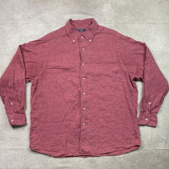 Cremieux Collection Linen Shirt Mens XL Red Lightweight Summer Button Down Shirt - Picture 8 of 16